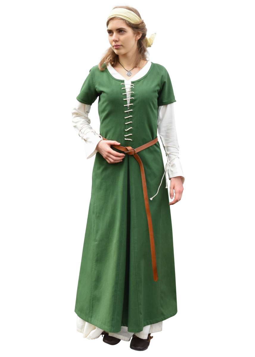 Short-sleeved Cotehardie Ava, Medieval Dress, green, Middle Ages ...